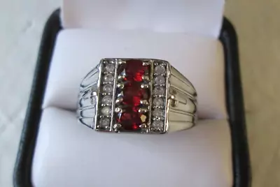 Mens Mozambique Garnet Stainless Steel Ring (Size 14) 4.00 Cts. • $29.40