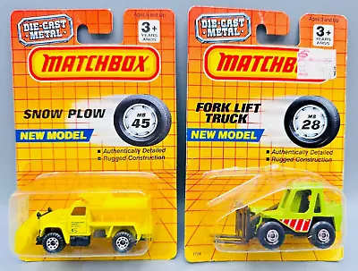 Matchbox 28 - Fork Lift Truck & 45 Snow Plow On Blisters • $3