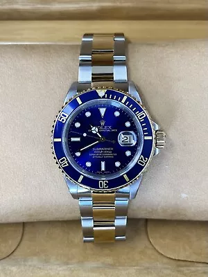 Rolex Submariner 16613 Blue Gold Steel 40mm Bluesey • £8995