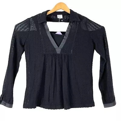 NWT Motherhood Maternity M Black Lace Nursing Blouse Long Sleeve Shirt VNeck • $25