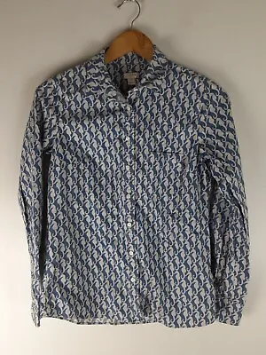 J. Crew Women's Blue Chambray Seahorse Print Button Down Shirt Cotton XS • $11.20