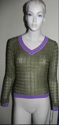 Missoni For Target Olive Green Pointelle Sheer V-Neck Sweater XS S • $79