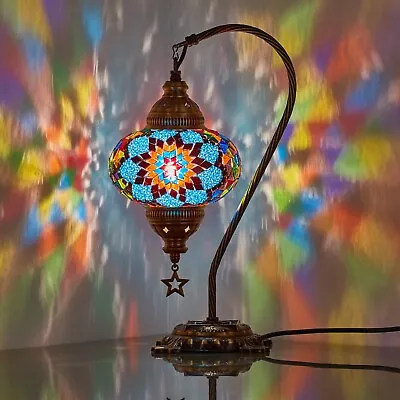 Turkish Moroccan Mosaic Colorful Table Bedside Desk Lamp Lampshade Blue Multi • $59.80