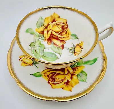 Vintage Collingwoods England Golden Rose Cup & Saucer; Heavy Gold Spray Teacup • $29.99