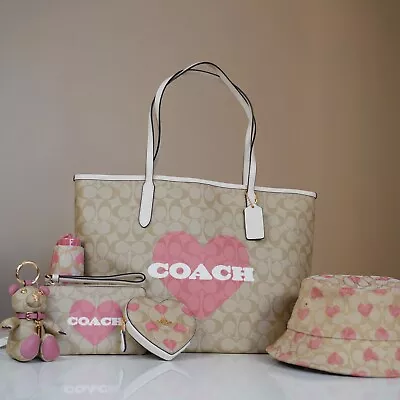 NWT Coach City Tote/Wallet/Umbrella/Charm In Signature Canvas Heart Print Option • $372.71