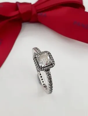 Genuine Pandora Timeless Elegance CZ Halo Silver Ring Size 52 #190947CZ • $35