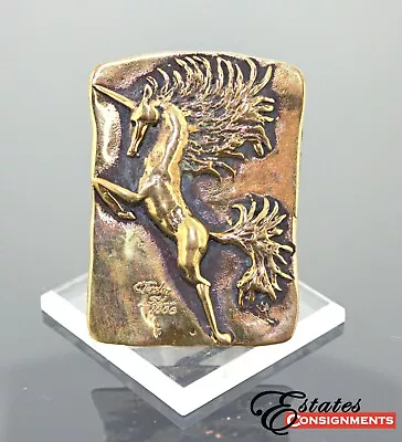 Vintage 1978 Carl Tasha Unicorn Solid Brass Belt Buckle 331/1000 • $295