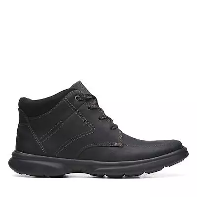Clarks Mens Bradley Mid Black Leather Casual  Boots Shoes • $39.99