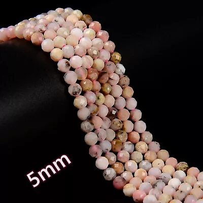 Natural Pink Opal Faceted Hard Cut Round Beads Size 5mm 6mm 15.5'' Strand • $8.54