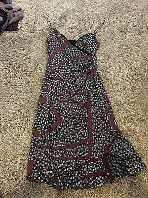 Womens Nicole Miller Collection Black Maroon Sleeveless Dress Size 6 V Neck • $11