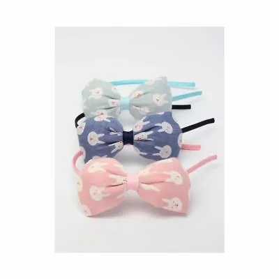 Rabbit Bunny Easter Alice Band Headband Soft Fabric Knotted Bow Fabric Hair Band • £2.25