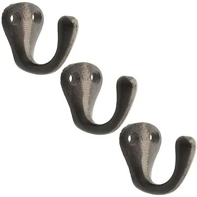 3 X IRON WALL HOOKS Strong Antique Victorian Style Robe Bathroom Hanging Peg UK • £5.13