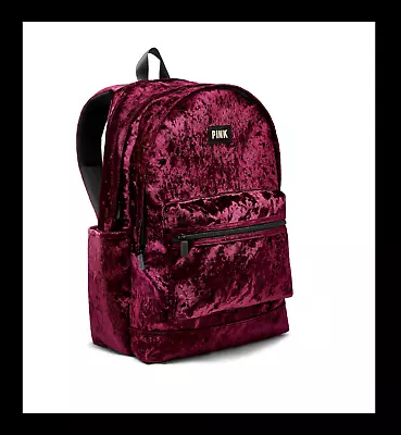 Pink By Victoria's Secret Backpack Burgundy Velvet College School Laptop Bag New • $110