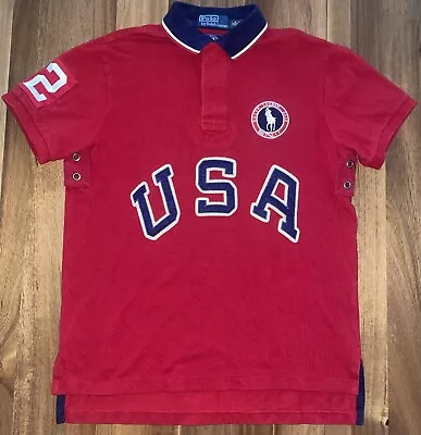 Polo Ralph Lauren Shirt Mens M 2012 Official Olympic Polo Embroidered Red • $1.25