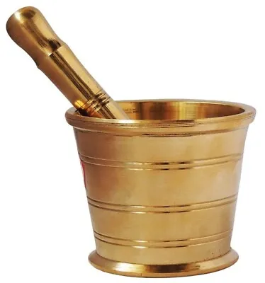 Heavy Gauge Brass Mortar And Pestle Or Khal Dasta Ural Set Brass • $84.54