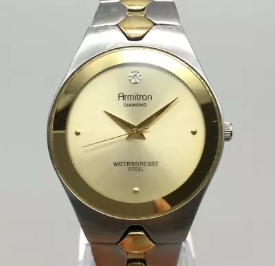 Armitron Diamond Watch Men 36mm Gold Silver Two Tone New Battery 7  • $26.99