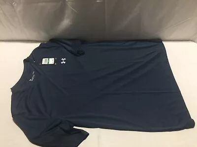 J120 UA UNDER ARMOUR Velocity 2.0 V-Neck T-Shirt Tee Navy Mens Size Large • $12