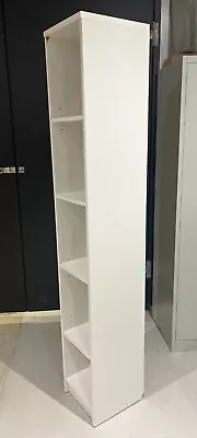 5 Tier Tall White Wood Shelving Unit Narrow Bookcase (1.8m Tall) • £15