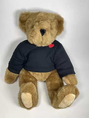 Vtg The Vermont Teddy Bear Company Jointed Brown Bear 16” Black Shirt/heart • $24