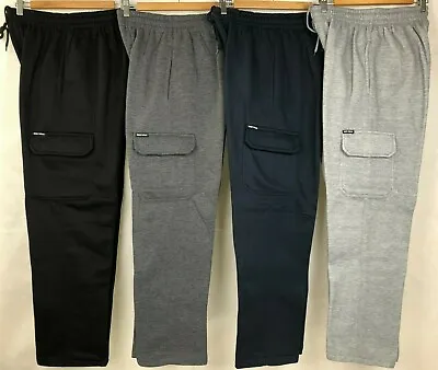 Cargo Pocket Fleece Track Pant Tracksuit Pant Joggers Work Pants W/Straight Leg • $17.95