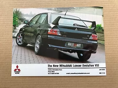 Mitsubishi Lancer Evolution VIII Press Photograph - Ralliart • $4.96