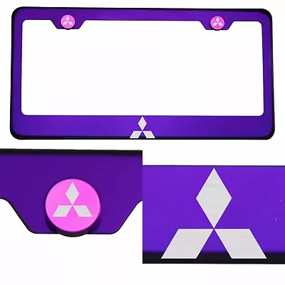 Candy Purple License Frame T304 Stainless Steel Laser Engraved Mitsubishi Logo • $34.98