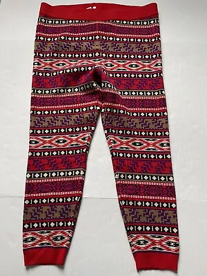 Torrid Pants Woman 4X 4 Red Purple Fair Isle Pull On Stretch Knit Leggings • £19.27