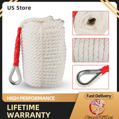 3/4 INCH ROPE 200FT Twisted 3 Strand Nylon Anchor Braided Boat Line W/ Thimble • $79.59