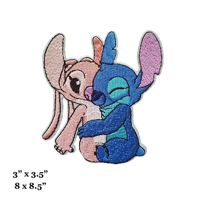 Lilo And Stitch Stitch And Angel Hug Love Embroidered Iron On Patch • $4.99