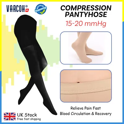 Women‘s 15-20 MmHg Compression Stockings Tights Edema Circulation Varicose Veins • £29.26