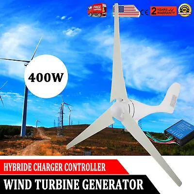 $122.40 • Buy 400W Max Power 3 Blades DC 12V Wind Turbine Generator Kit With Charge Controller