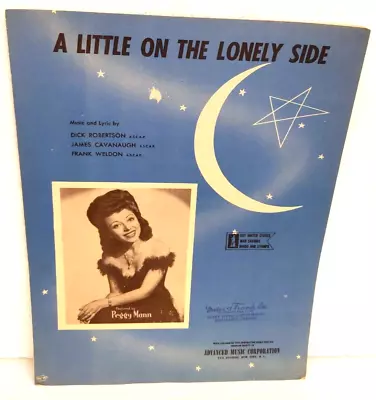 A Little On The Lonely Side Peggy Mann Vintage Sheet Music Meier Frank Portland • $8.99