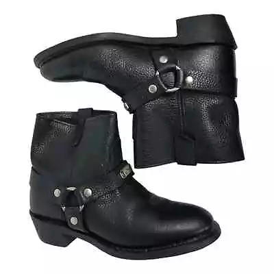 River Road Ranger Black Full Grain Leather Low Cut Harness Moto Boot Size 8 • $85.50