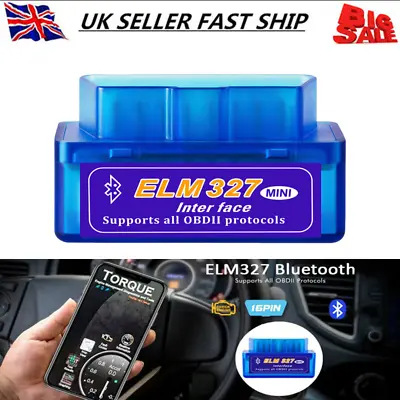 OBD2 ELM327 OBDII V2.1 Bluetooth Diagnostic Car Engine Scanner Fault Code Reader • £6.88