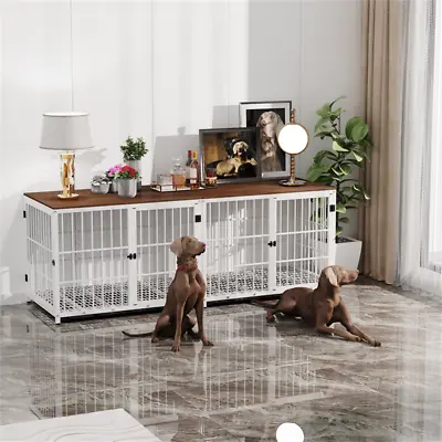 £209.91 • Buy Furniture Style Wooden Dog Crate Pet Kennel End Table With Triple Doors And Tray