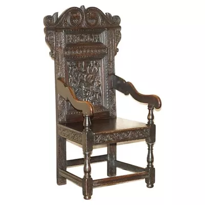 Antique Exceptionally Rare 1686 Dated Wainscot Armchair Northern England Oak • $6126.76