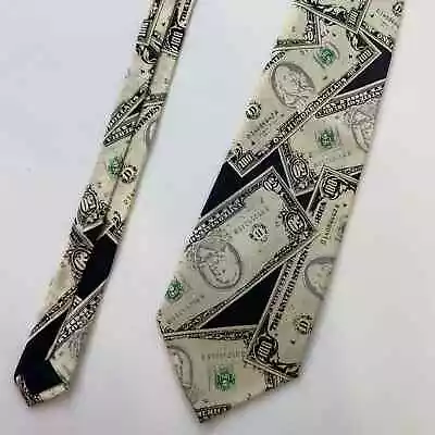 Men’s Silk Necktie Money Dollar Bills • $7