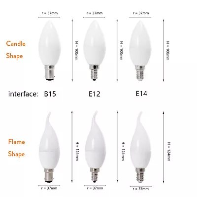 Dimmable 5W 220V E14 B15 LED Chandelier Candle Flame Shape Light Bulb White Lamp • $1.99