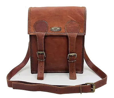 15  Messenger Laptop Bag Vintage Style GVB Goat Handcrafted Soft Leather Satchel • $72.48