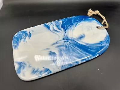 Ceramic Blue White Marbled Cheeseboard Charcuterie Board Hanging Decorative 13” • $12.99
