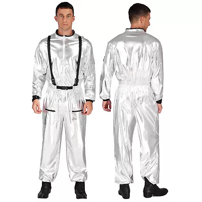 US Unisex Astronaut Alien Spaceman Cosplay Costume Metallic Bodysuit Space Suit  • $34.47