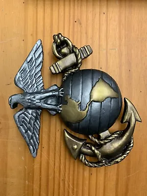 Marine Corps Emblem Wall Decor Hand Sculpted & Painted Bronze Or Silver • $125