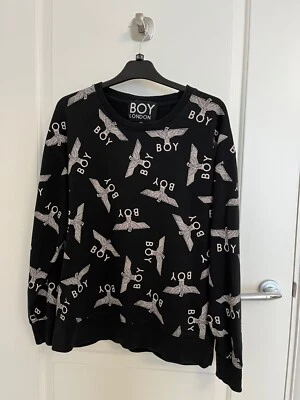 £9.99 • Buy BOY LONDON Repeat Logo Sweatshirt Black/White Unisex Medium