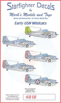 Starfighter Decals 1/48 GRUMMAN F4F WILDCAT Early U.S. Navy Aircraft • $14.50