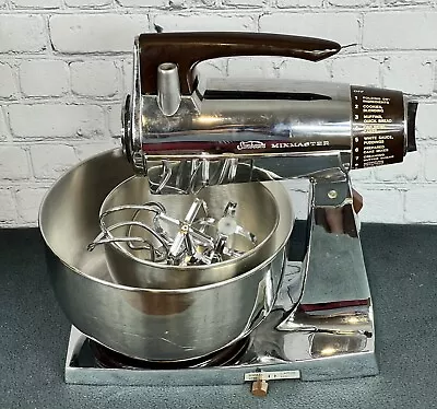 Vintage Sunbeam Mixmaster 12 Speed MixerBrown & Chrome W/ Bowls & BeatersWorks • $99.95