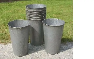 12 NICE Vintage OLD GALVANIZED Maple Syrup Sap Buckets TAPERED • $62.50