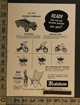 1954 Pedal Car Auto Velocipede Hedstrom Tricycle Bicycle Train Wheel Toy Ad Tm46 • $38.95