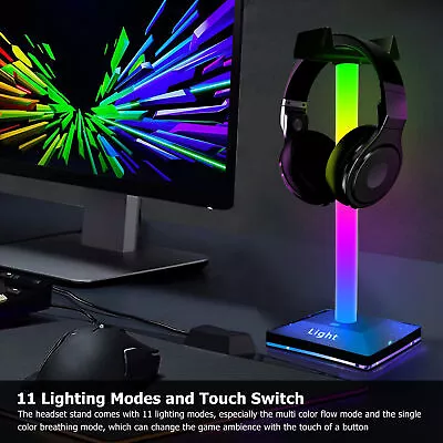 RGB Gaming Headset Stand Type C USB LED Headphone Holder For Atmosphere Light HO • $30.92