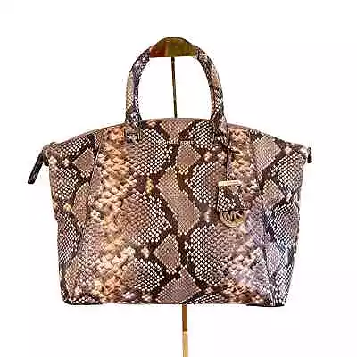 Michael Kors Embossed Leather Snakeskin Python Print Riley Satchel Hand Bag • $199