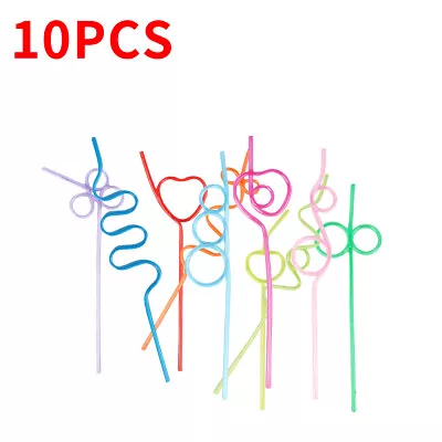 Silly Bendy Straws X10 Party Cocktail Kids Adults Curly Crazy Drinking Colourful • £0.99